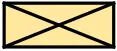 En gul rektangel med ett kryss som går ända ut mot kanterna. 