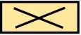 En gul rektangel med ett kryss som inte går ända ut mot kanterna. 