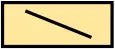 En gul rektangel med ett diagonalt streck som inte går ända ut i kanterna. 