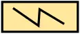 En gul rektangel med en figur i.