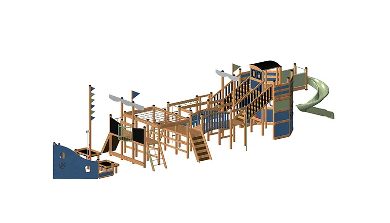 Illustration av ett lekskepp som kommer att finnas på den nya strandnära lekplatsen.