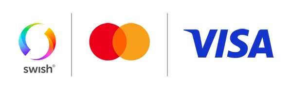 Logotyper för Swish, Mastercard, Visa och Apple pay